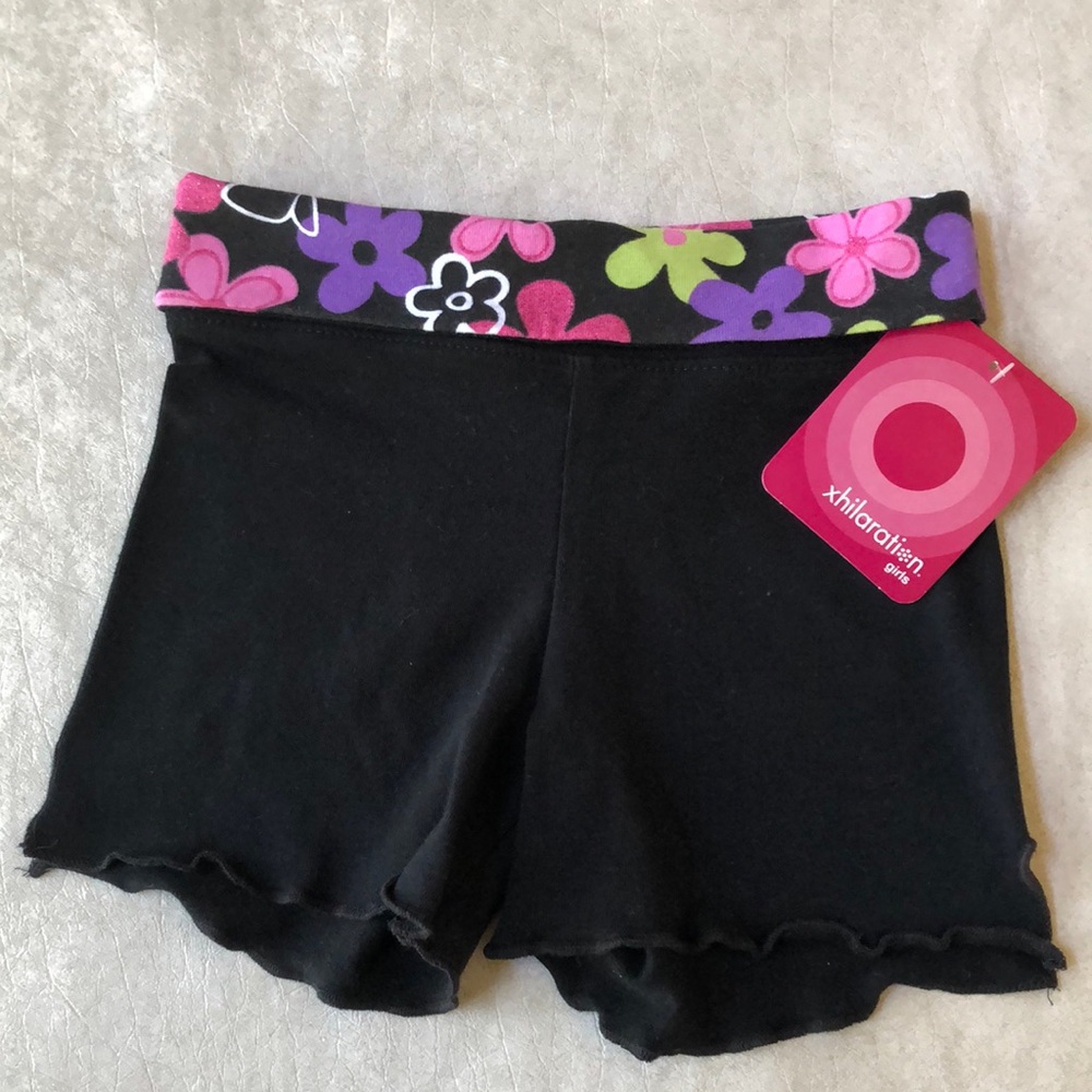 Xhilaration Bike Shorts With Fold-over Flowers Waist Cotton Blend Size XS (4-5T)